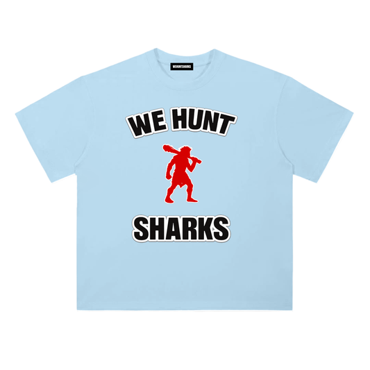 Standard Heavy Graphic Tee: Shark Hunter Silhouette (Red)