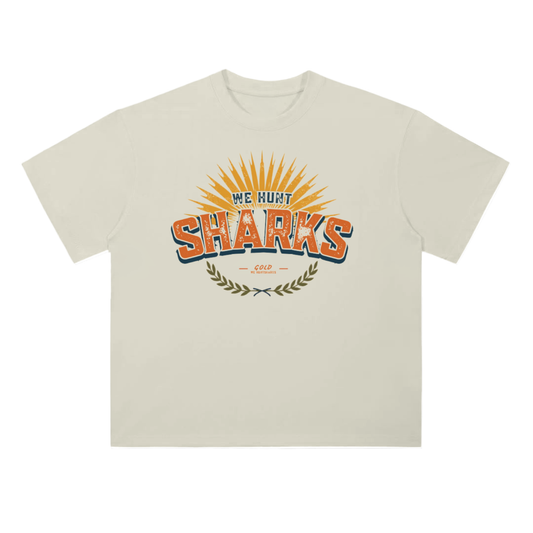 Standard Heavy Graphic Tee: WE HUNT SHARKS Gold