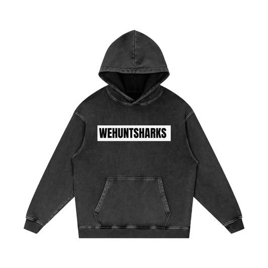 The Bar Snow Washed Cotton Hoodie (White/Black)